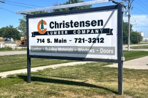 Christensen Lumber sign by the road